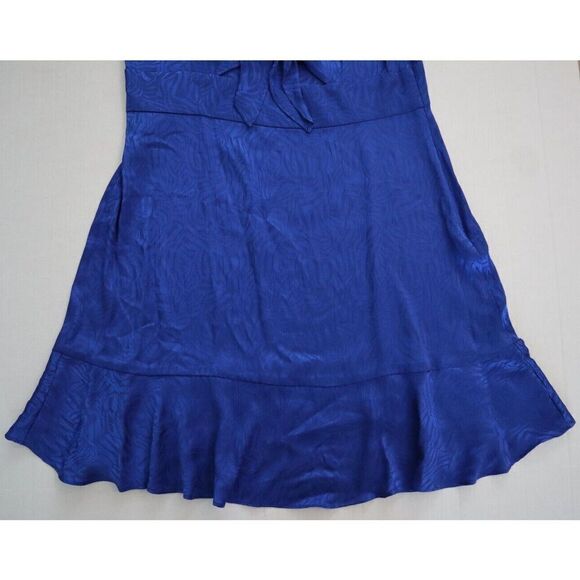 MICHAEL Michael Kors Women Sz 10 Royal Blue Zebra Print Jacquard Tie Dress - Picture 13 of 16